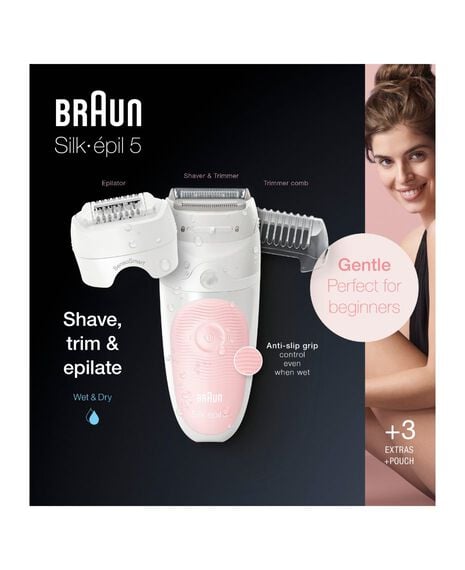 Silk-épil 5 Epilator with 3 extras and pouch